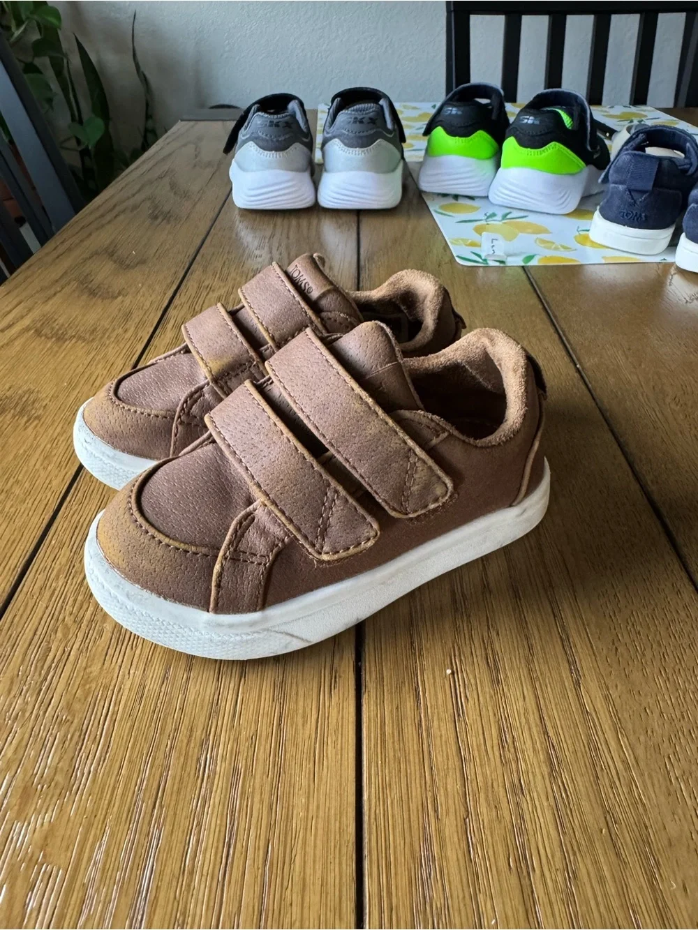 Toms Brown Cruz Double Strap Velcro Toddler Sneaker